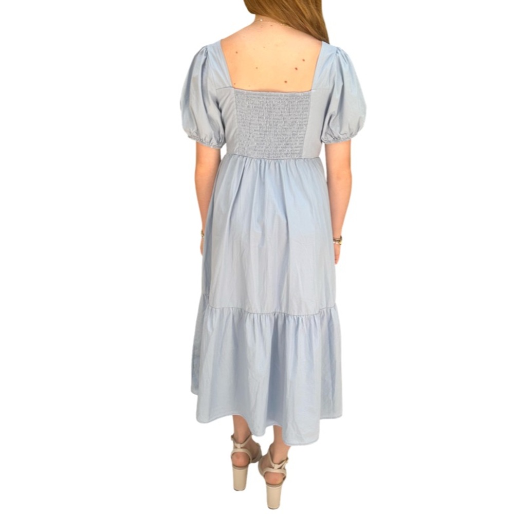 Astr Blue Puff Sleeve Midi Sundress - Picture 4 of 6